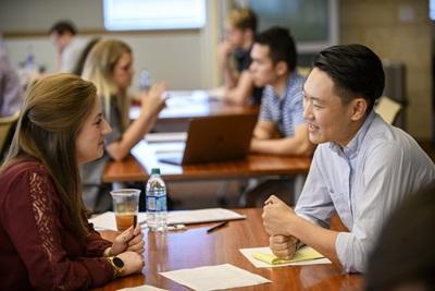 two students at a table