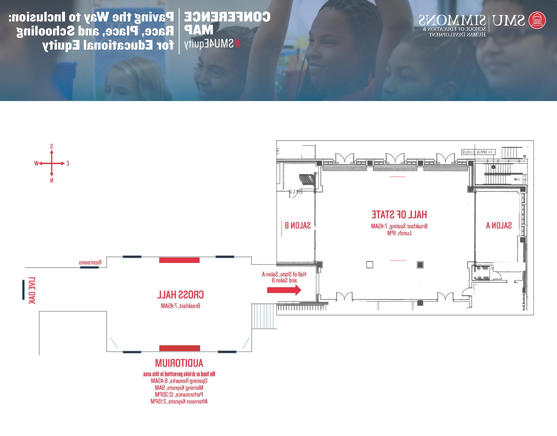 Auditorium: No food or drinks permitted in this area. 上午8:45, 上午主题演讲9:00, 性能中午12:30, Afternoon Keynote 2:15PM; Hall of State: Breakfast Seating 7:45AM, 午餐 1PM; Cross Hall: Breakfast 7:45AM